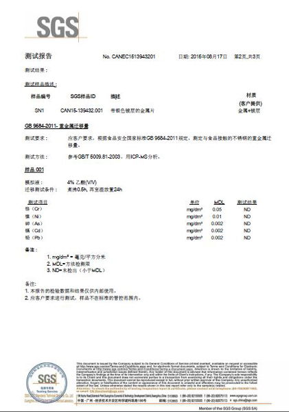 重金屬遷移量檢測(cè)報(bào)告